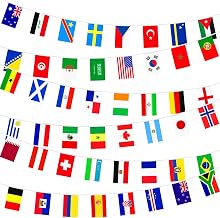 Coicok World Cup 2026 Flag, 15 m Banner Deco World Cup 2026, 48 Qualified Team Flags Garland for Football Fans, Bars, Garden, Sports, Events, Decorations (14 x 21 cm)
