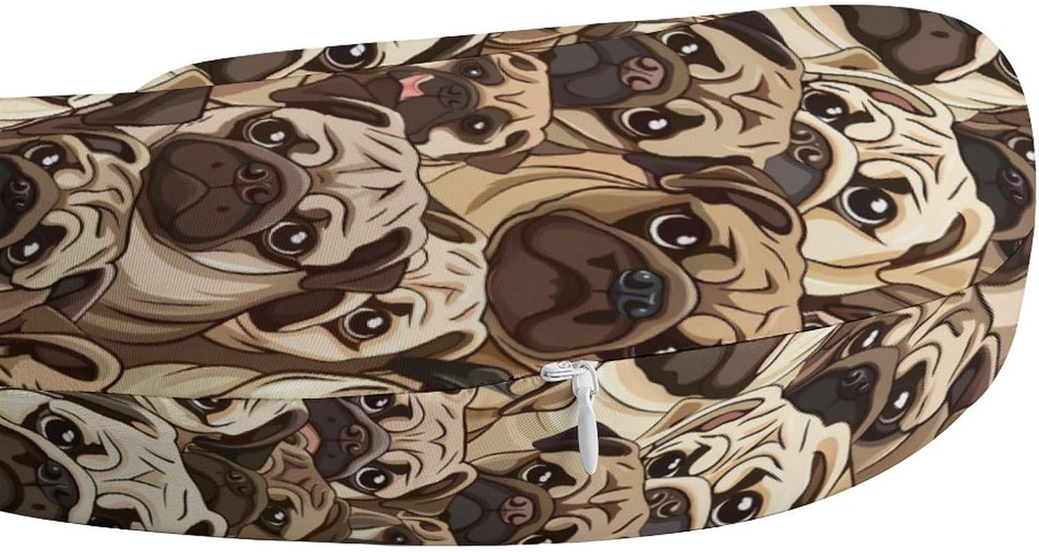 Pugs Portrait Travel Pillow U Shape Neck Pillow Washable Pillowcase for Sleeping Chair