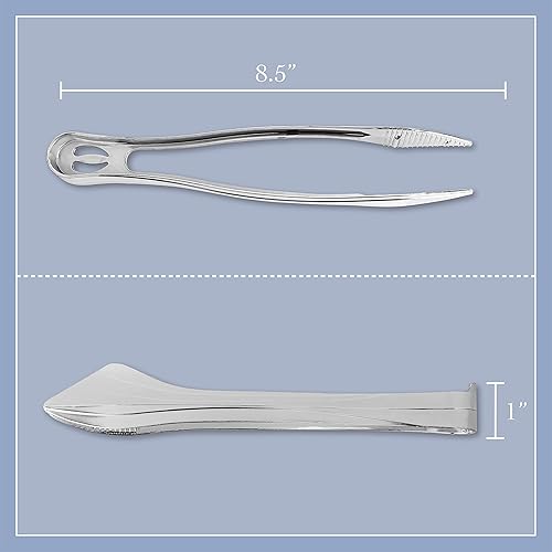 Miniatura 7 de Pinzas de plástico desechables plateadas de 8.5 pulgadas, utensilios de servicio duraderos, resistentes, paquete de 12 unidades, color plateado