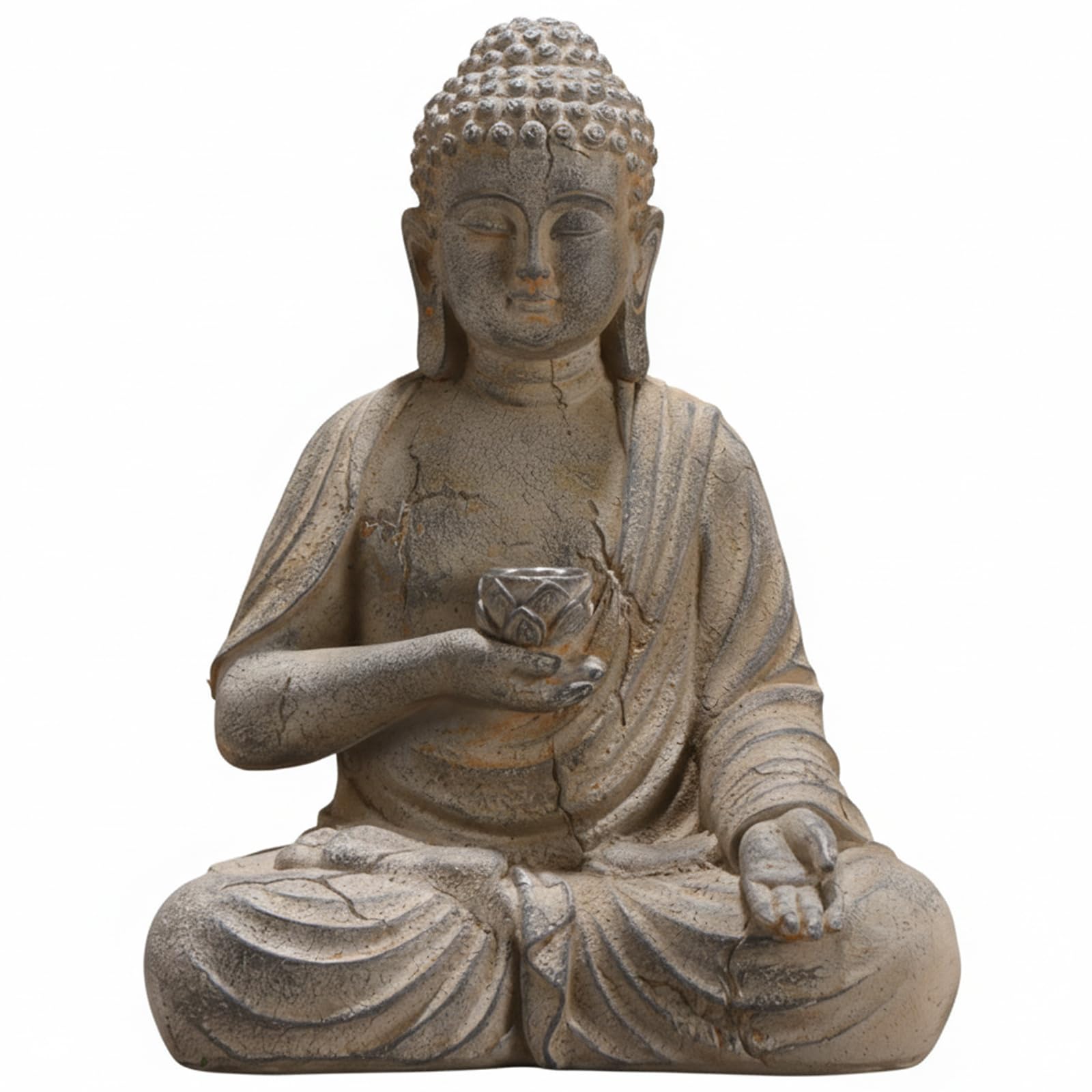 Perodlly Buddha Statue for Garden and Home Decor, Solar Resin Outdoor Buda with Serene Meditation Pose for Zen Garden, Patio, Indoor Spaces..