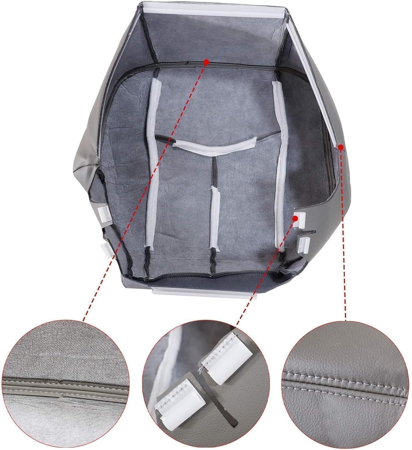 FZJDSD Pewter Gray Passenger Side Bottom Microfiber Leather Replacement Seat Cover Compatible with Chevy GMC Tahoe Suburban Avalanche Yukon Silverado Sierra 2003 2004 2005 2006 2007