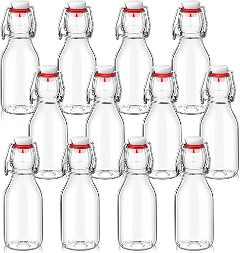 Miniatura 1 de Botellas de vidrio abatibles con tapas, botellas de cerveza de 3.38 onzas, botellas de vidrio transparentes con tapa oscilante, botellas de vinagre,