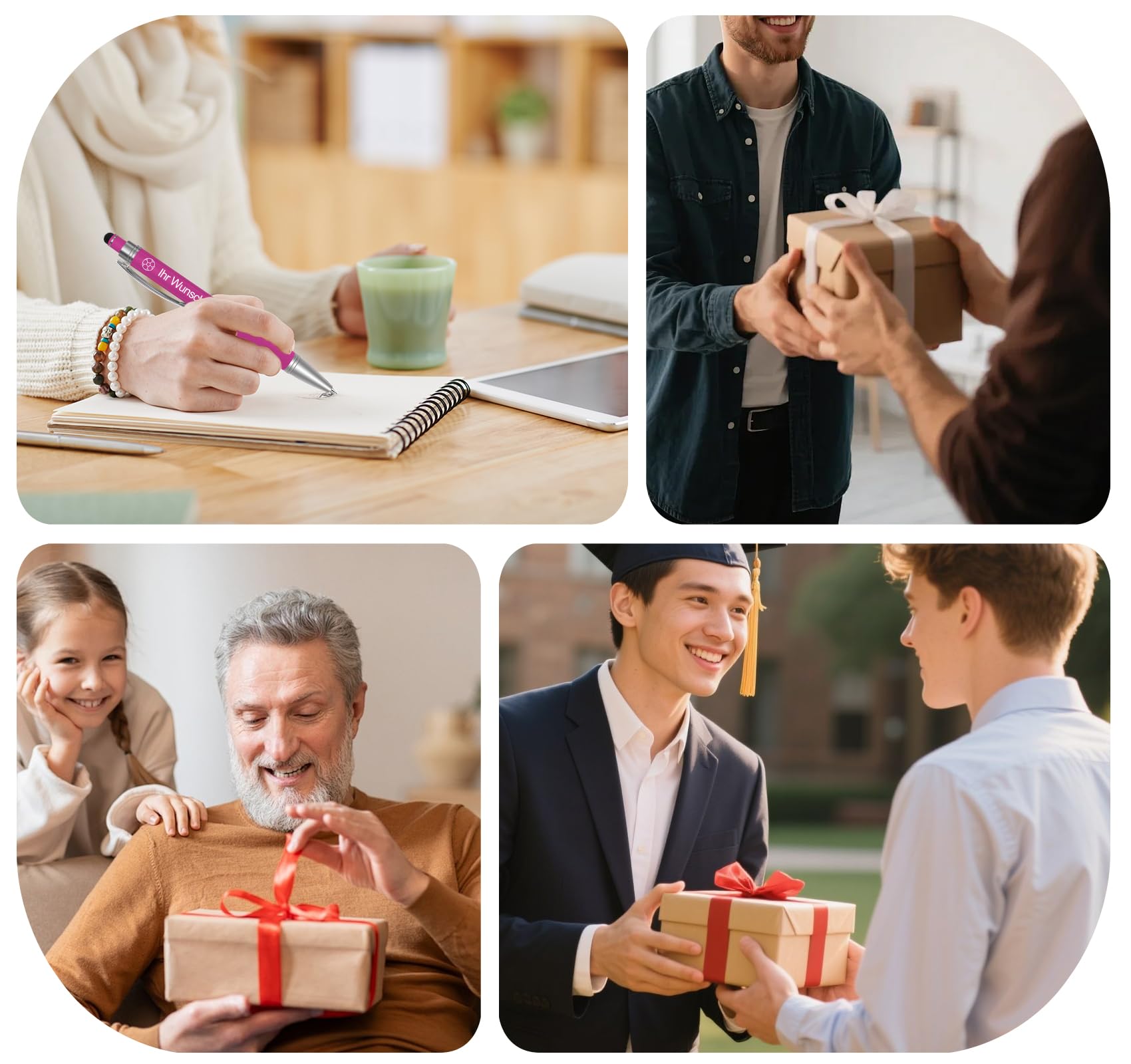50er Kugelschreiber mit Gravur & Touchpen,Personalisiert Pen 1mm Strichstärke mit Wunschtext als Geschenke Glücksbringer Prüfung,Geschäftliche,Werbegeschenk,Werbeartikel,Abschiedsgeschenk