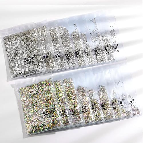 Miniatura 3 de 1440 diamantes de imitación SS20 para arte de uñas de vidrio transparente blanco con parte trasera plana, piedras preciosas para manualidades, uñas,