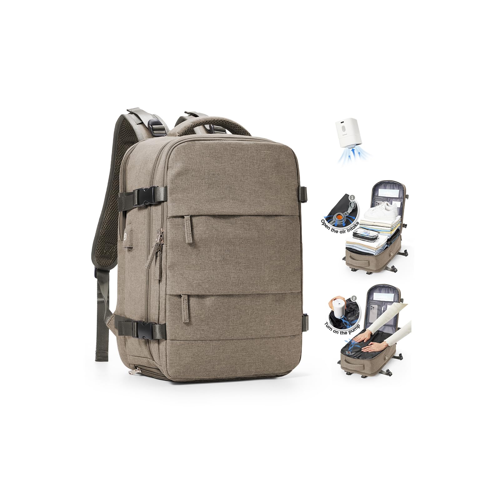 SZLX Zaino Ryanair 40x30x20 Sottovuoto con Pompa Zaino Ryanair 40x20x25 Donna Zaino da Viaggio Wizzair Bagaglio a Mano Uomo per Laptop da 14 Pollici Borse da Cabina 45x36x20 Easyjet con Porta Scarpe