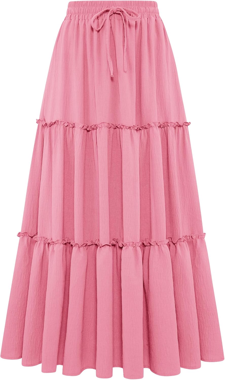 Arolina Women's Summer Maxi Skirt Trendy High Waist Pleated Ruffle Long Skirts Flowy Beach Boho Skirt Dress with Pockets