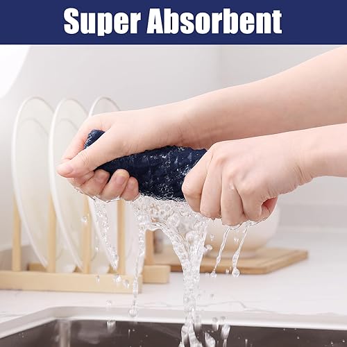Miniatura 91 de Homaxy Trapos de cocina de microfibra con tejido de gofre, 12 x 12 pulgadas, ultra absorbentes y de color sólido, paños de cocina de secado rápido
