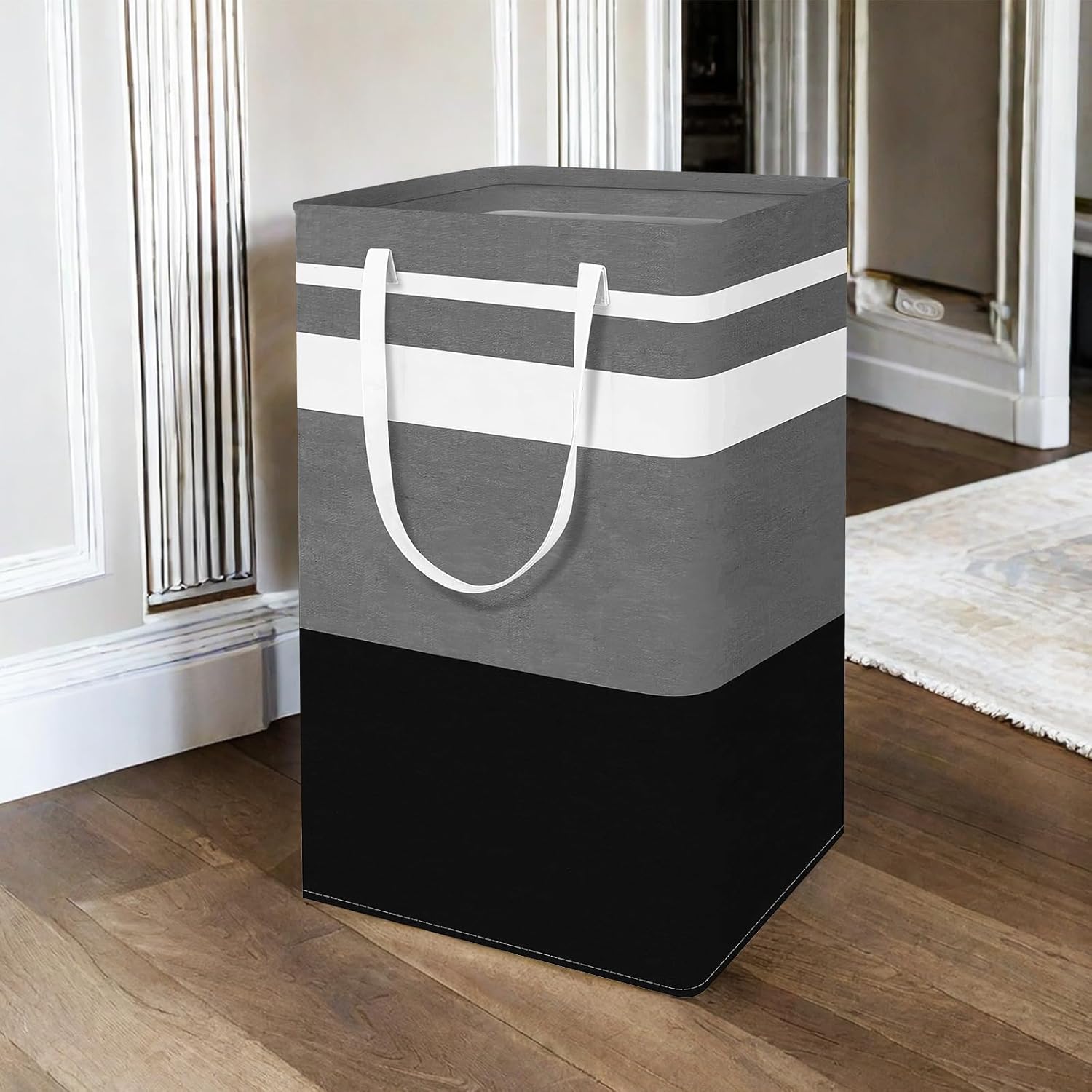 2-Pack Foldable Laundry Basket,Large Laundry Baskets with Handles,Waterproof Laundry Hamper,Collapsible Laundry Hampers for Clothes Organizer 80L (Black&Purple)