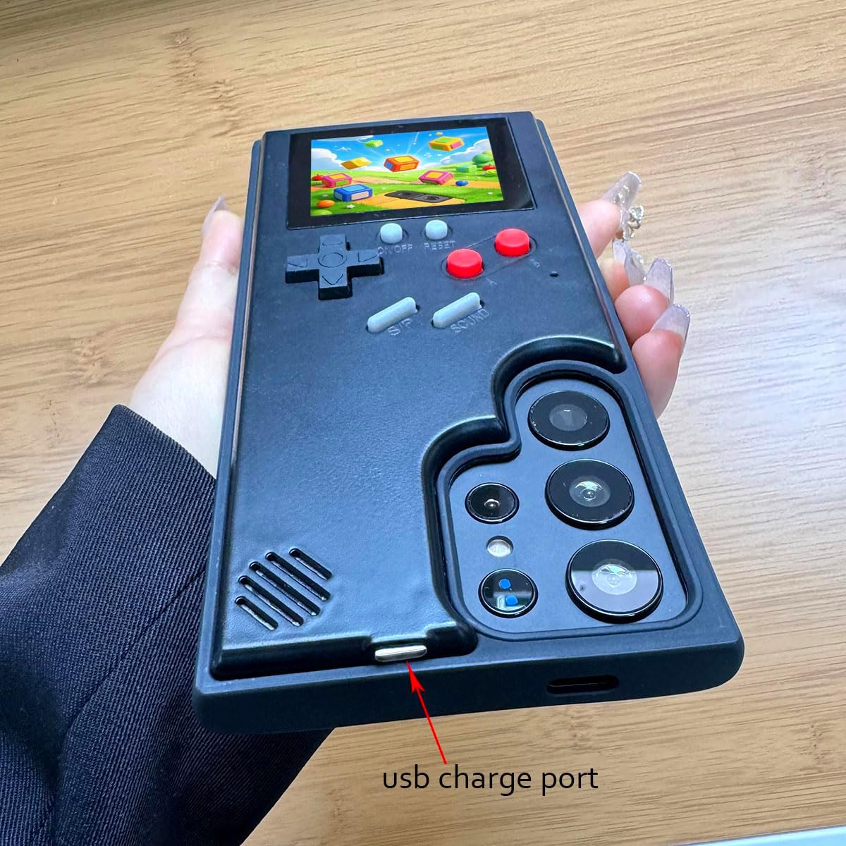 Game Phone Case for Samsung Galaxy S24 Ultra, Nostalgic Game Case for Samsung Retro Playable Gaming Design, Classic Creative Funny Birthday Gifts, Black