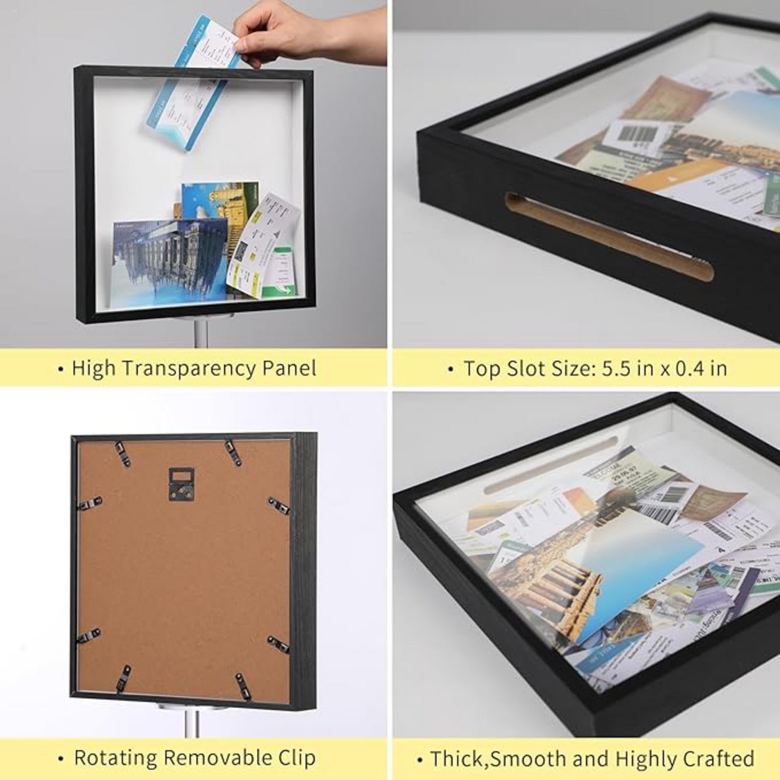 Boîte À Souvenirs De Voyage, 30x30cm Boîte D'archives D'aventure Avec Fente, Boîte À Argent, Boîte D'ombres Pour Billets, Tirelire Transparente, Boîtes À Cadre Mémoire Pour nirs