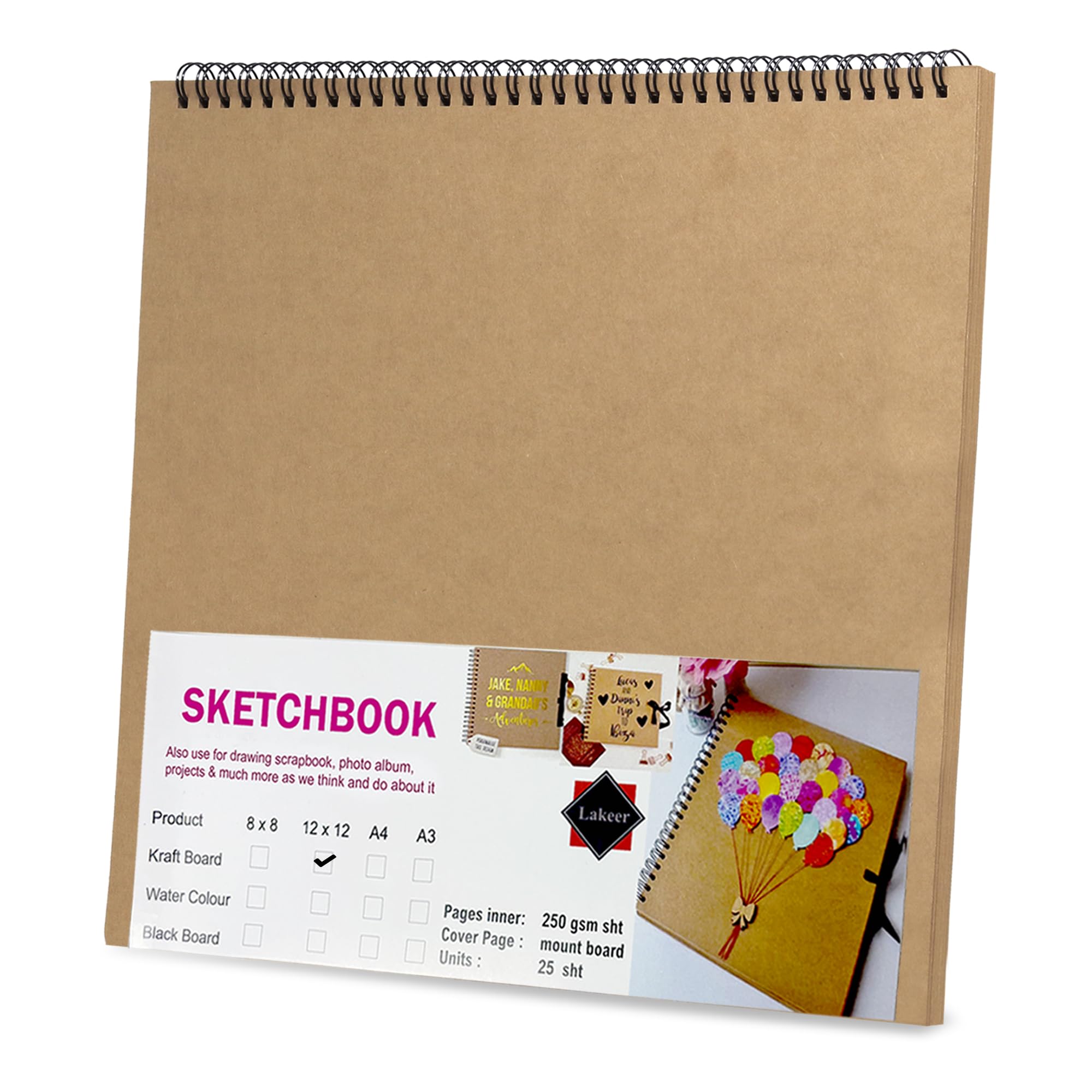 Lakeer Kraft Sketchbook - 12"x12" | 250 GSM-25 Sheets, for Sketching, Drawing, Panting, etc (B0CYQ38CJ4) Amazon Price History, Amazon Price Tracker