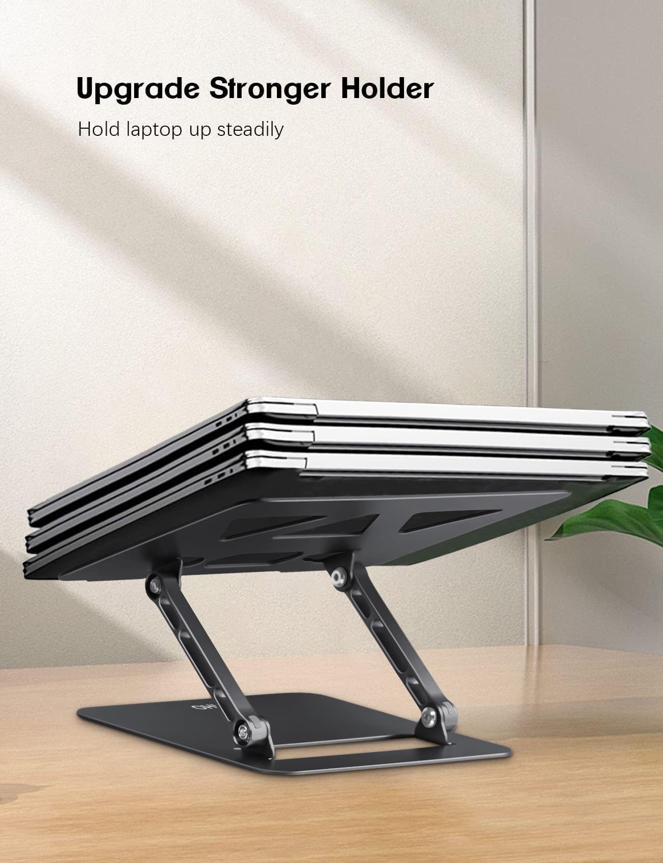 Aoviho Soporte para portátil – Soporte ajustable para computadora portátil – Soporte plegable para computadora portátil MacBook Air Pro HP Lenovo Dell Samsung Chromebook, hasta 17 pulgadas (negro)