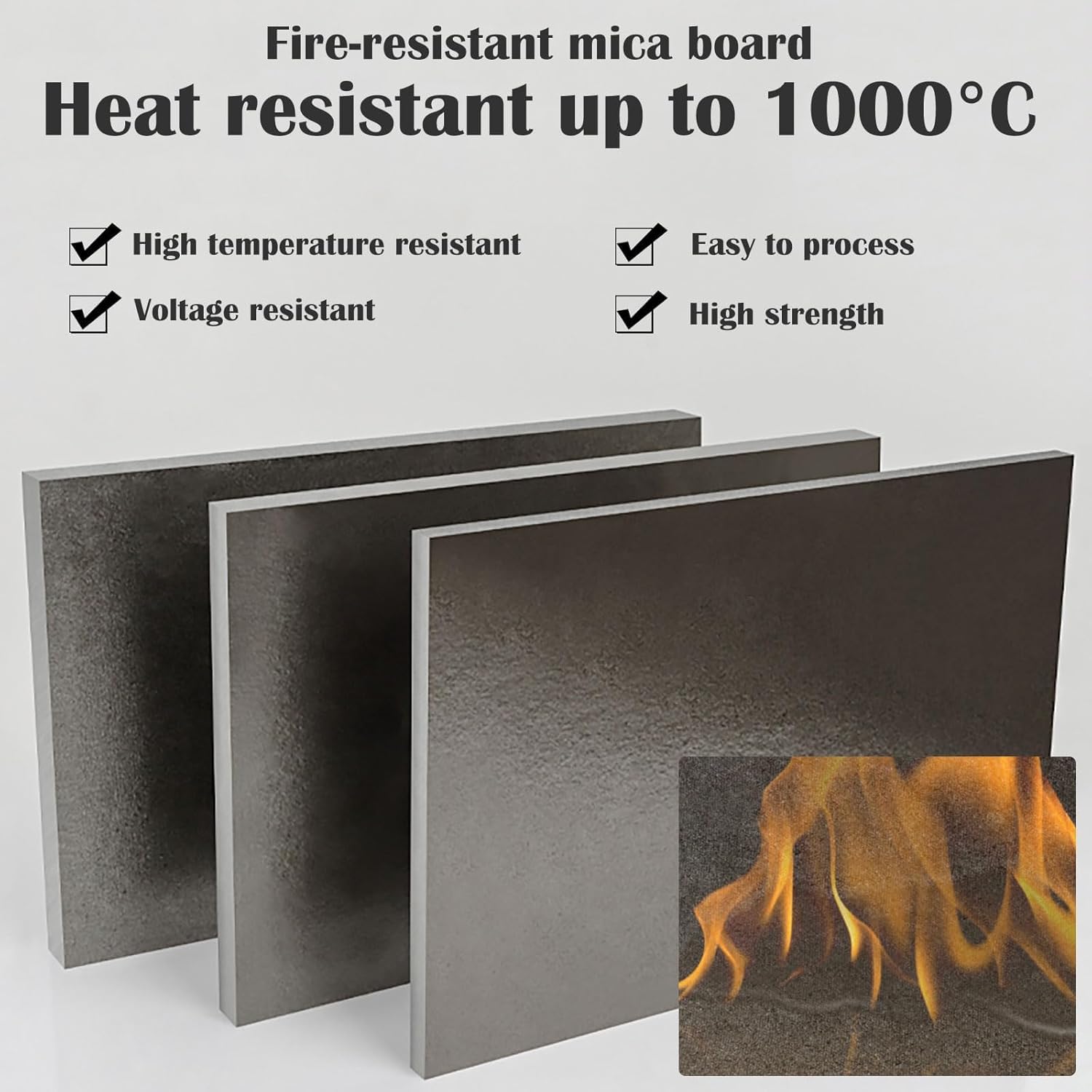 20 mm Dicke, hitzebeständige Glimmer-Dämmplatte, temperaturbeständig bis 1000 °C, 1 Stück(100mm*200mm)