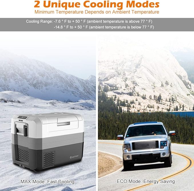 COSTWAY Portable Car Refrigerator, -14.8°F to 50°F, 58-Quart Compressor Travel Fridge