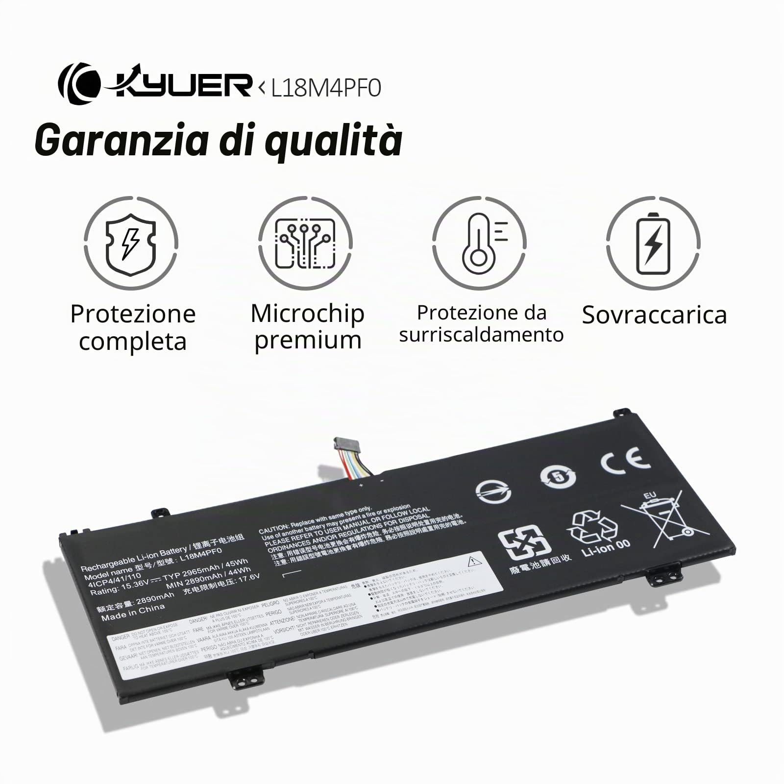 K KYUER 45Wh L18M4PF0 L18C4PF0 Batteria per Lenovo ThinkBook 13S-IML 13S-IWL 14S-IML 14S-IWL 20RR 20R9 20RS 20RM Thinkbook Plus 13 Gen 1 13.3" L18D4PF0 5B10W67315 5B10S73499 5B10S73500 5B10S73501