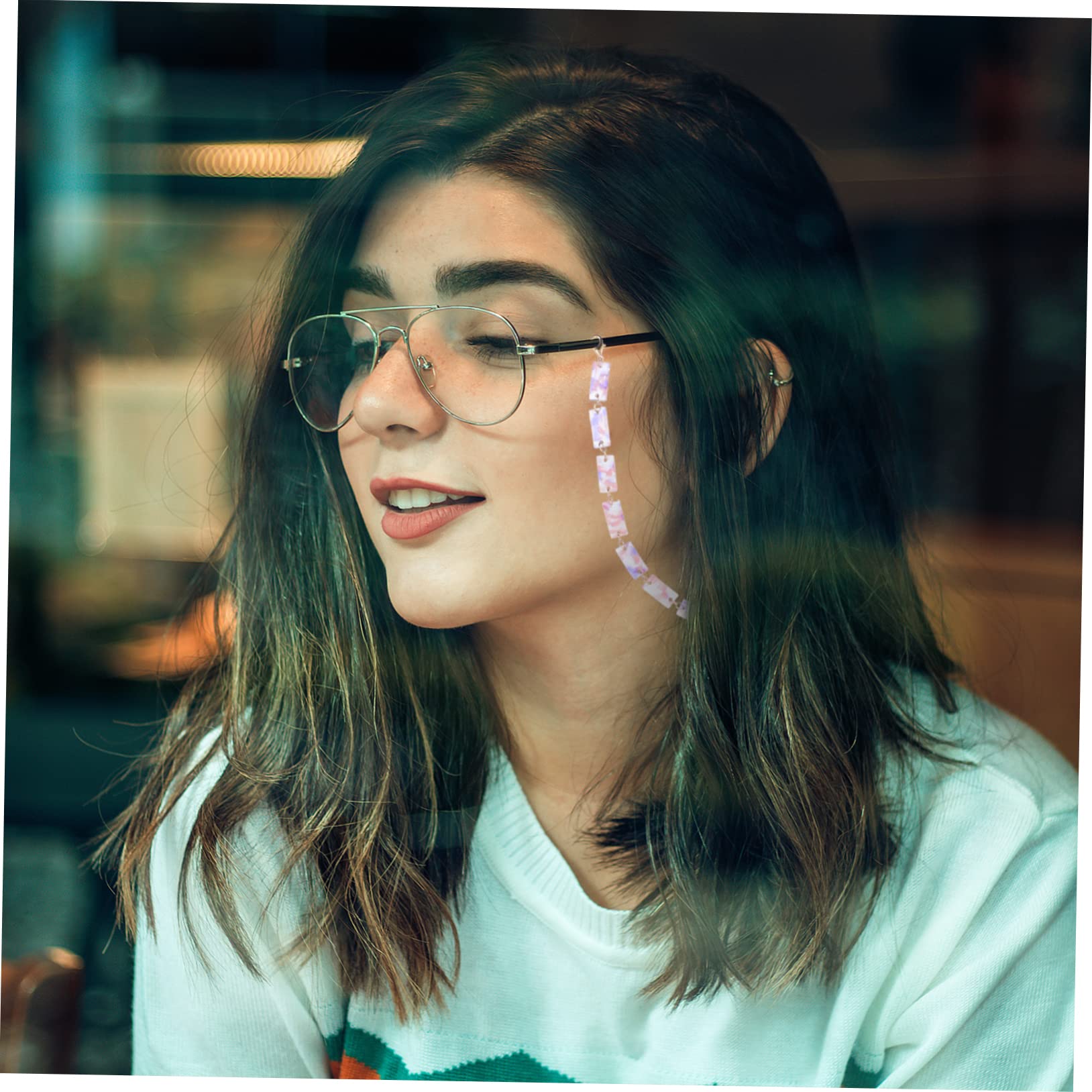 FRCOLOR Gafas De Acrílico Collares Decorativos Para Lentes Y Resistentes Estampado