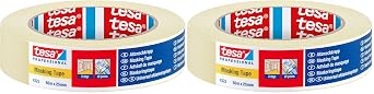 tesa 4323 Indoor Masking tape for painting and decorating - 3 Day residue free removal, 50 m x 25mm - 1 roll Pack of 2