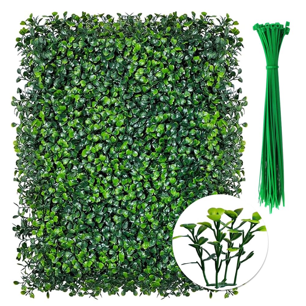 Künstliche Heckenpaneele, 40 x 60 cm, Dunkelgrün, Buchsbaum, Sichtschutzzaun, Wand für drinnen und draußen, Gartendekoration, Hochzeitshintergrund, Balkonabdeckung, 6 Stück
