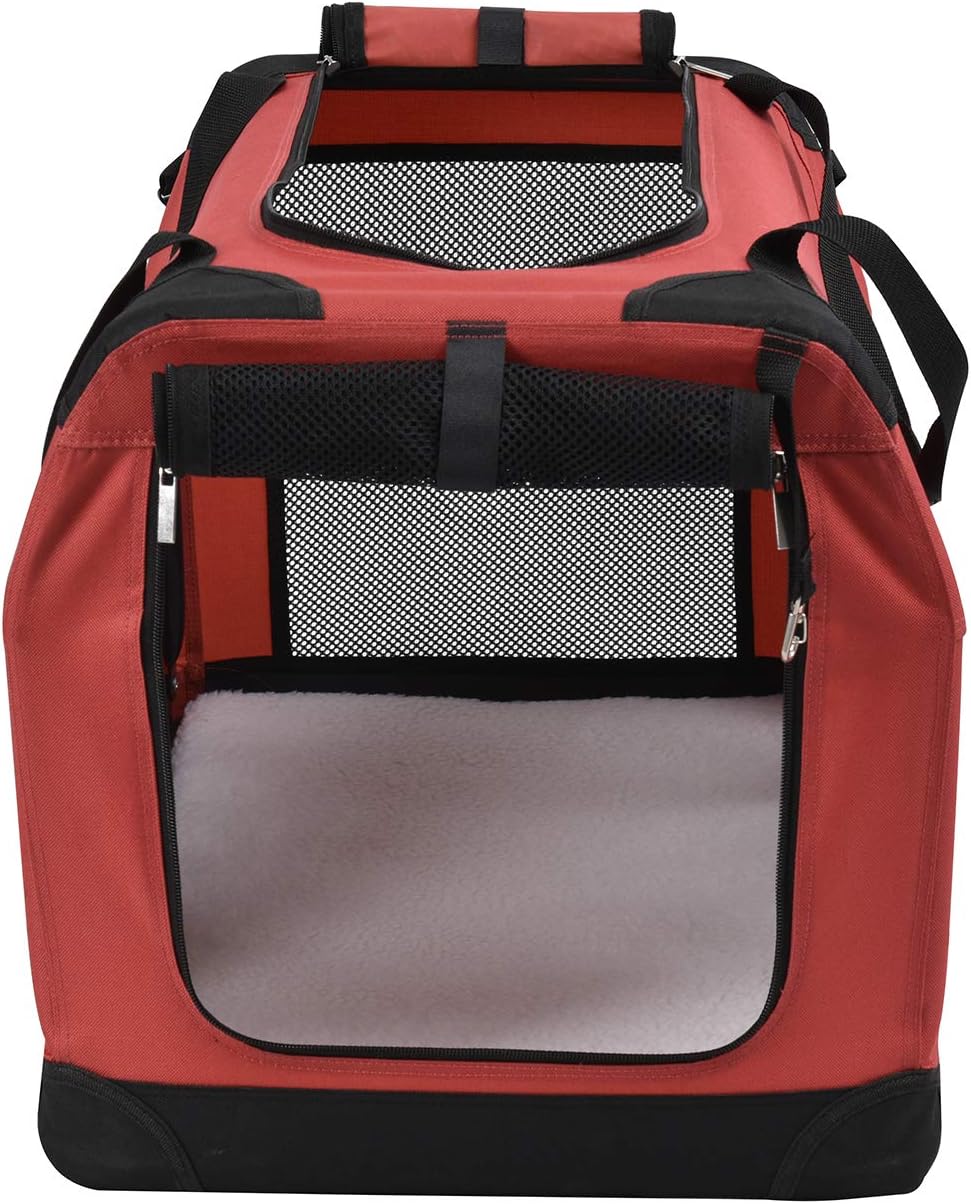LEMKA Pet Rolling Carrier Backpack Wheel Around 4-in-1 Pet Travel Carrier,Airline Approve Dog Carrier for Indoor & Outdoor Use (Red)