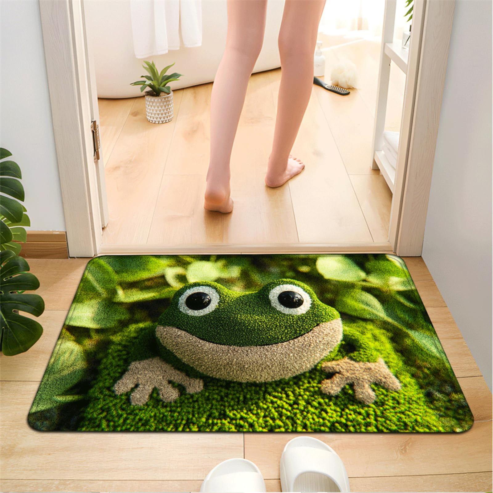 Badezimmerteppich Grüner Frosch Badematte rutschfest Flauschig,Badteppich Waschbar,Teppich Badezimmer, Weiche Mikrofaser Bad Teppich,Badezimmer Teppiche