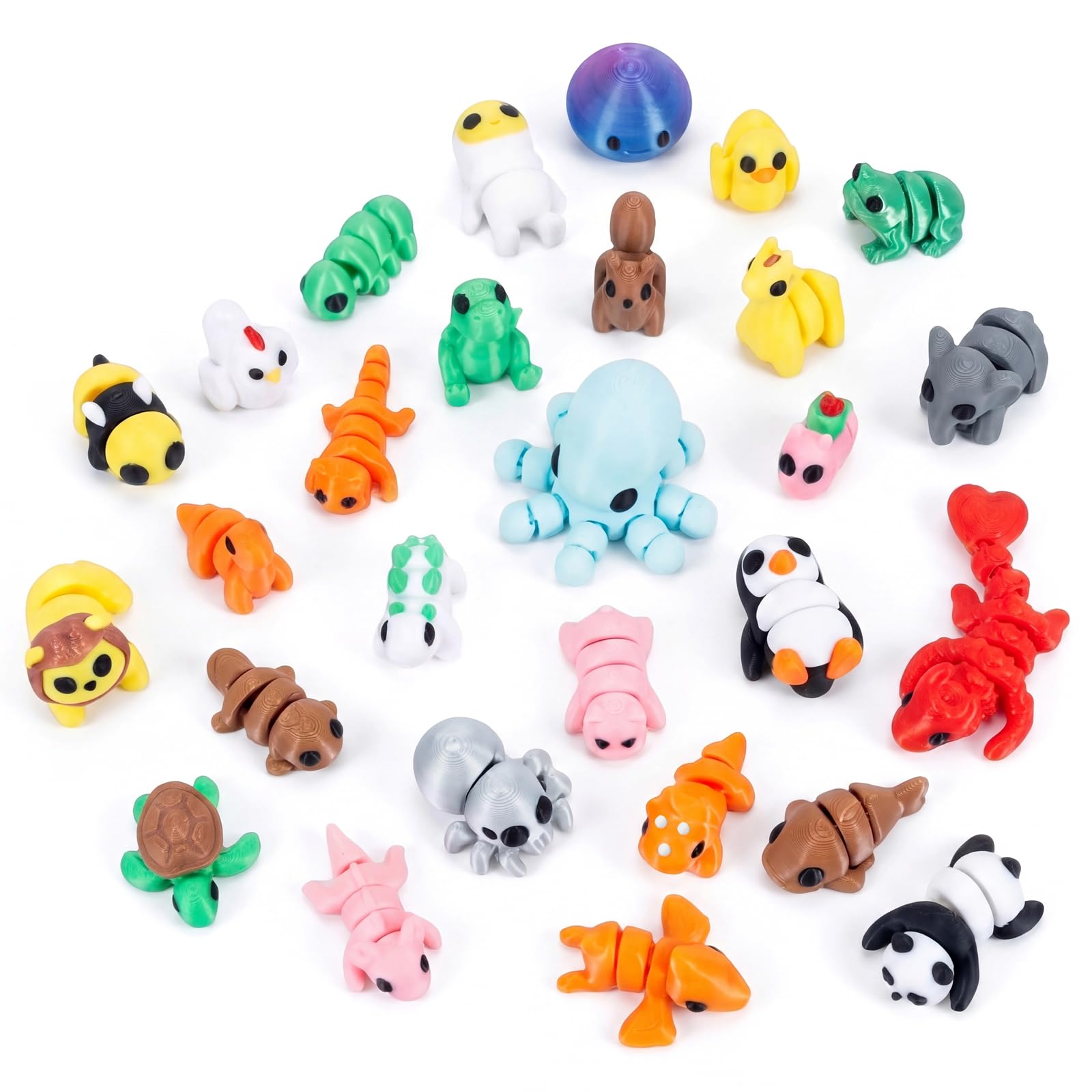 UICCVOKK 28 PCS Mini 3D Printed Animals – Articulated Fidget Toy Set, Creative Desktop Decor & Collectible Figures, Great Gift for Adults
