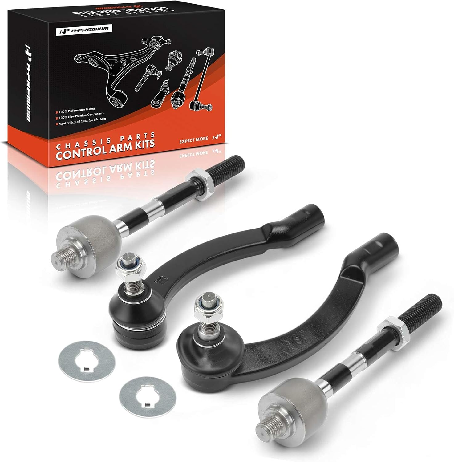 A-Premium Set of 4, Front Inner and Outer Tie Rod End Kit, Compatible with Volvo C70 1998-2004, 850 1993-1997, S70 1998-2000, V70 1998-2000