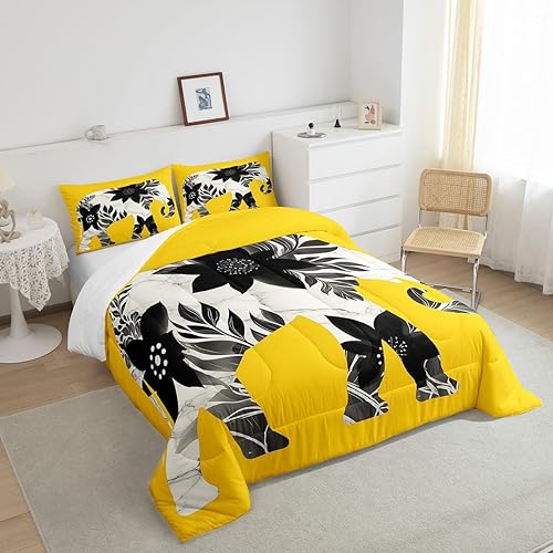 Miniatura 236 de Castle Fairy Juego de edredón de Halloween tamaño individual, juego de ropa de cama con estampado de animales de murciélagos negros para niños