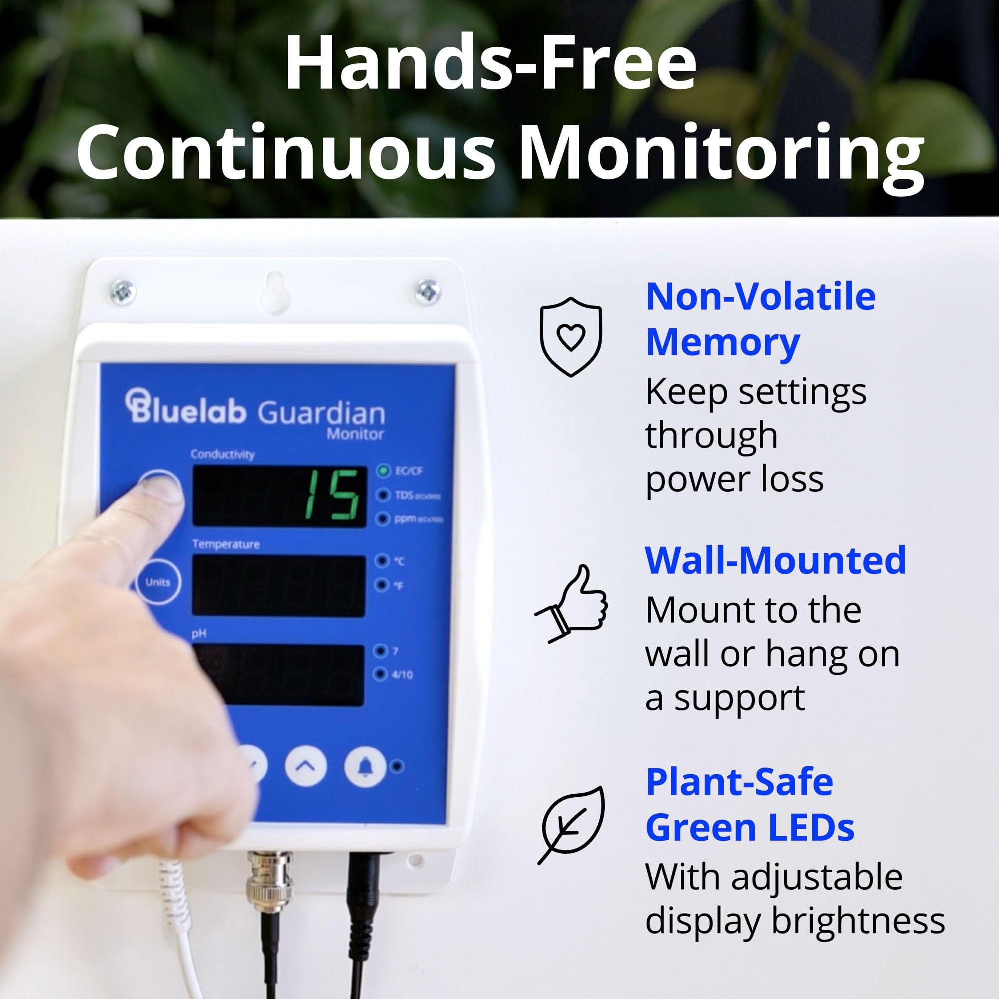 Bluelab Guardian Monitor Inline Wi-Fi do pomiaru pH, temperatury i przewodności (TDS/PPM) w wodzie z kalibracją, 3-1 cyfrowy miernik składników odżywczych do systemów dozowania