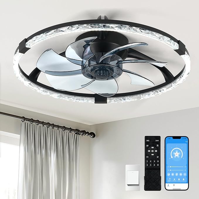 Ventilador de Techo 19.7'' con Luz LED y Control Remoto, 6 V