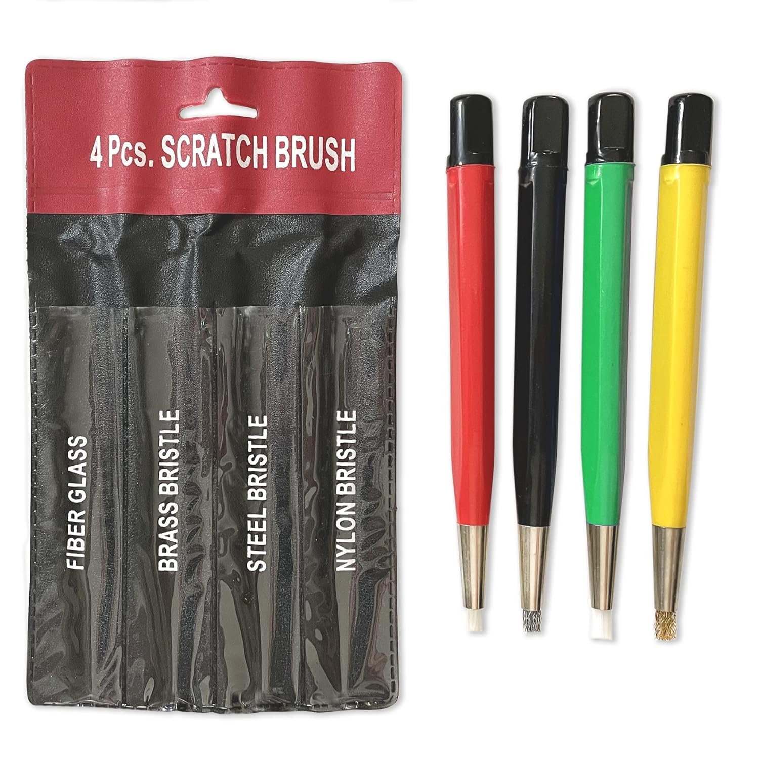 PRESIZE Fiberglass Pen Scratch Brush Set - Jewelry Cleaning Brush with Steel, Brass, Nylon, Fiberglass Tips for Corrosion Remover and Rust, Jewelry, Electrical Circuit Boards and Auto Body Work