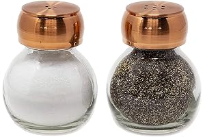 Vintage Copper Brass Salt and Pepper Shakers with Globe Glass Bottom