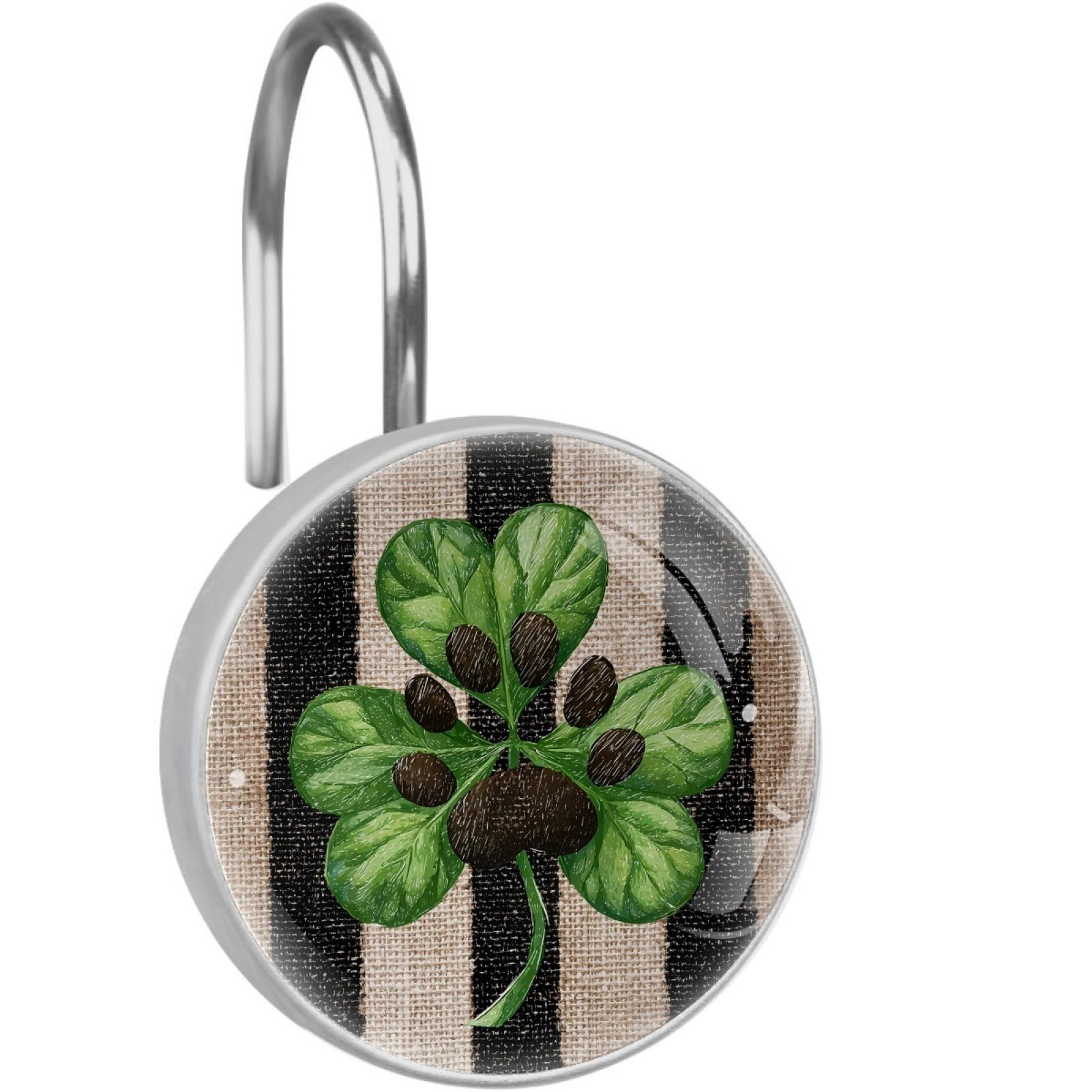 VAPOKF Shower Curtain Hooks, Clover Rust Proof Decorative Shower Curtain Rings, Modern Farmhouse Designer Shower Curtain Hangers for Bathroom, 12Pcs