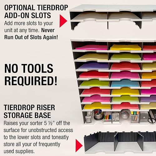 Miniatura 5 de Ultimate Office TierDrop PLUS Clasificador de literatura, formularios, correo y aula de 40 ranuras, 47  pulgadas de ancho, totalmente expandible con