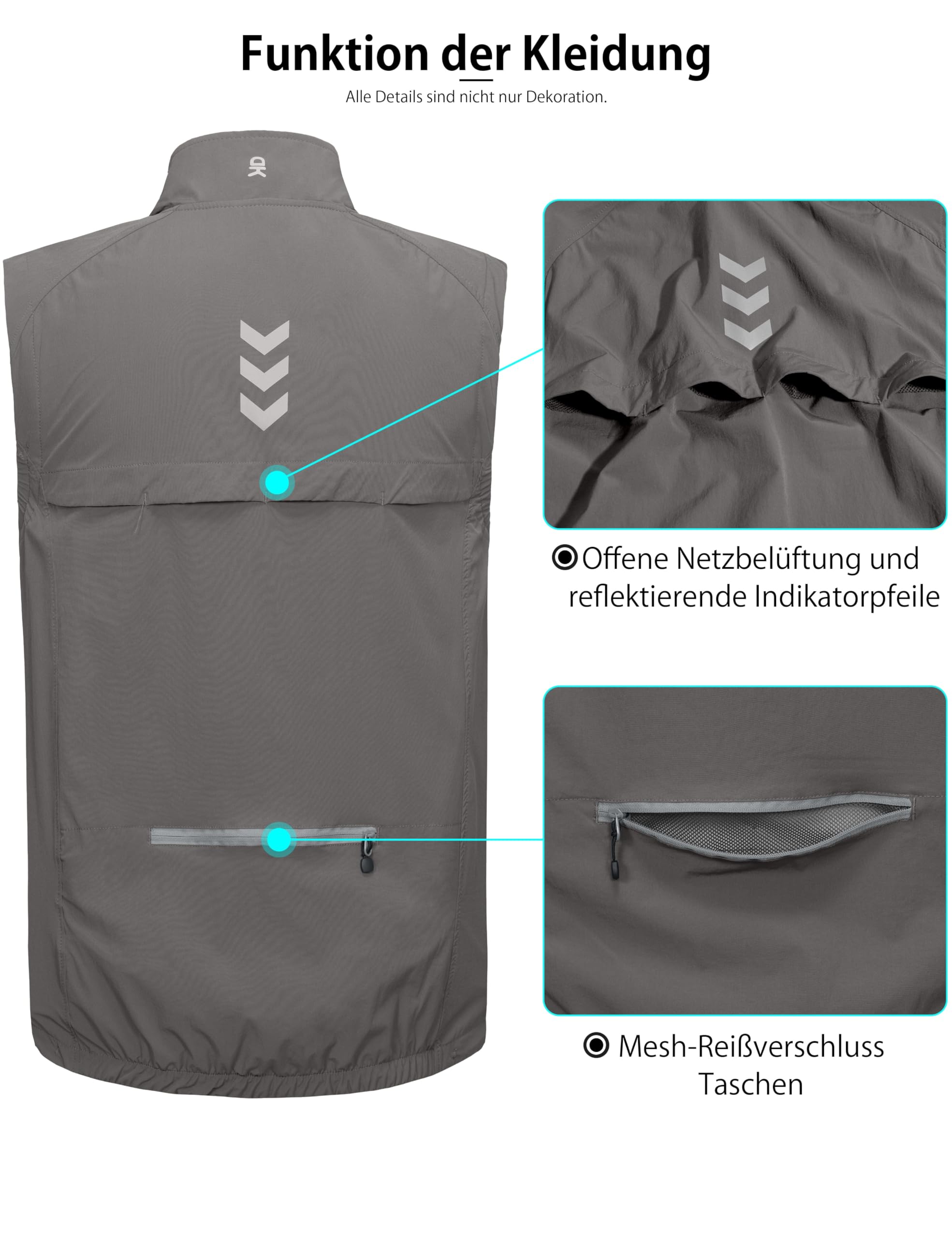 Little Donkey Andy Leichte Softshell Weste für Herren Outdoor Jogging Softshellweste Jacke Weste Herren Wasserdichte Softshell Ärmellose Jacke für Radfahren, Laufen, Wandern, Golf