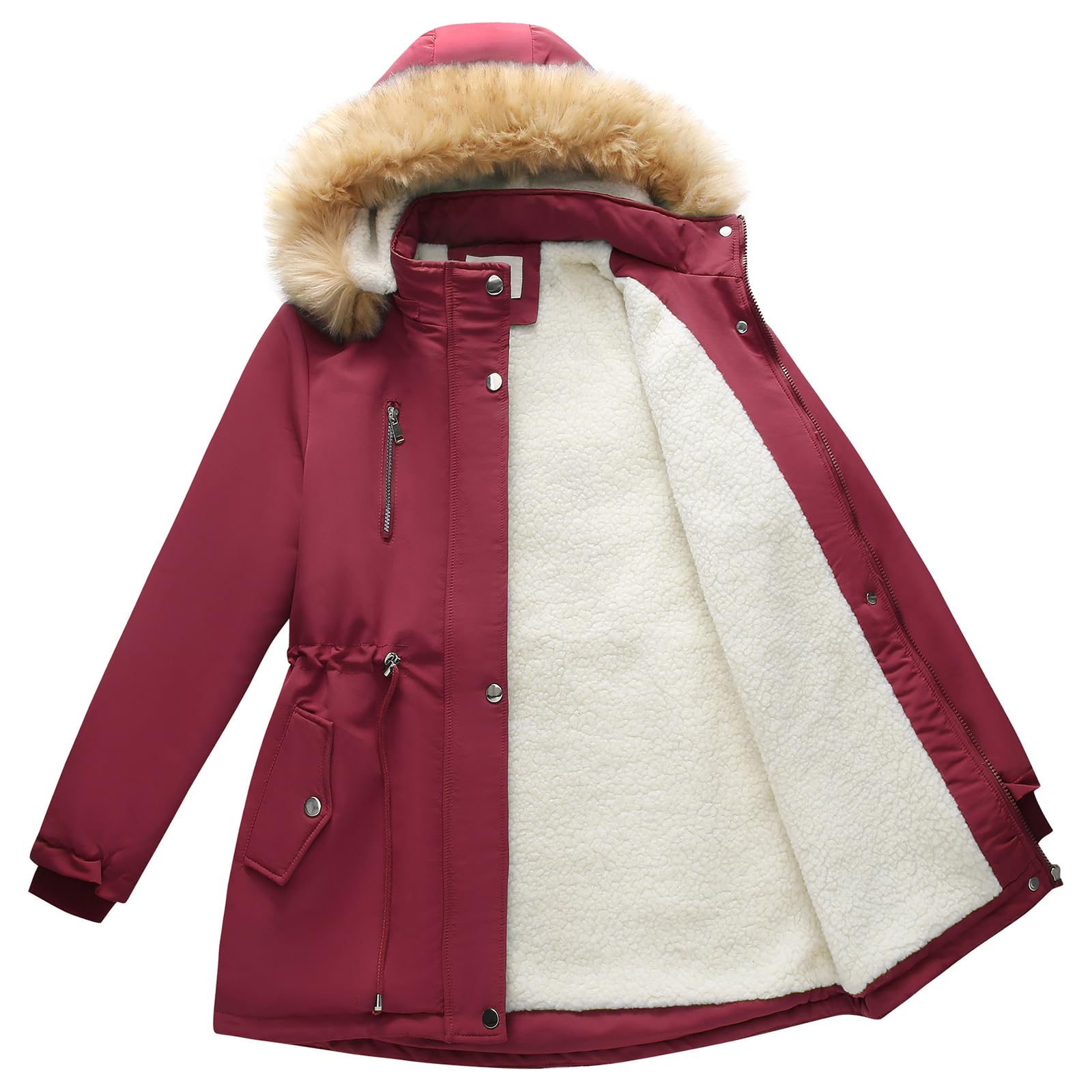 MODFUL Parka en polaire pour femme avec capuche amovible - Manteau d'hiver chaud Sherpa