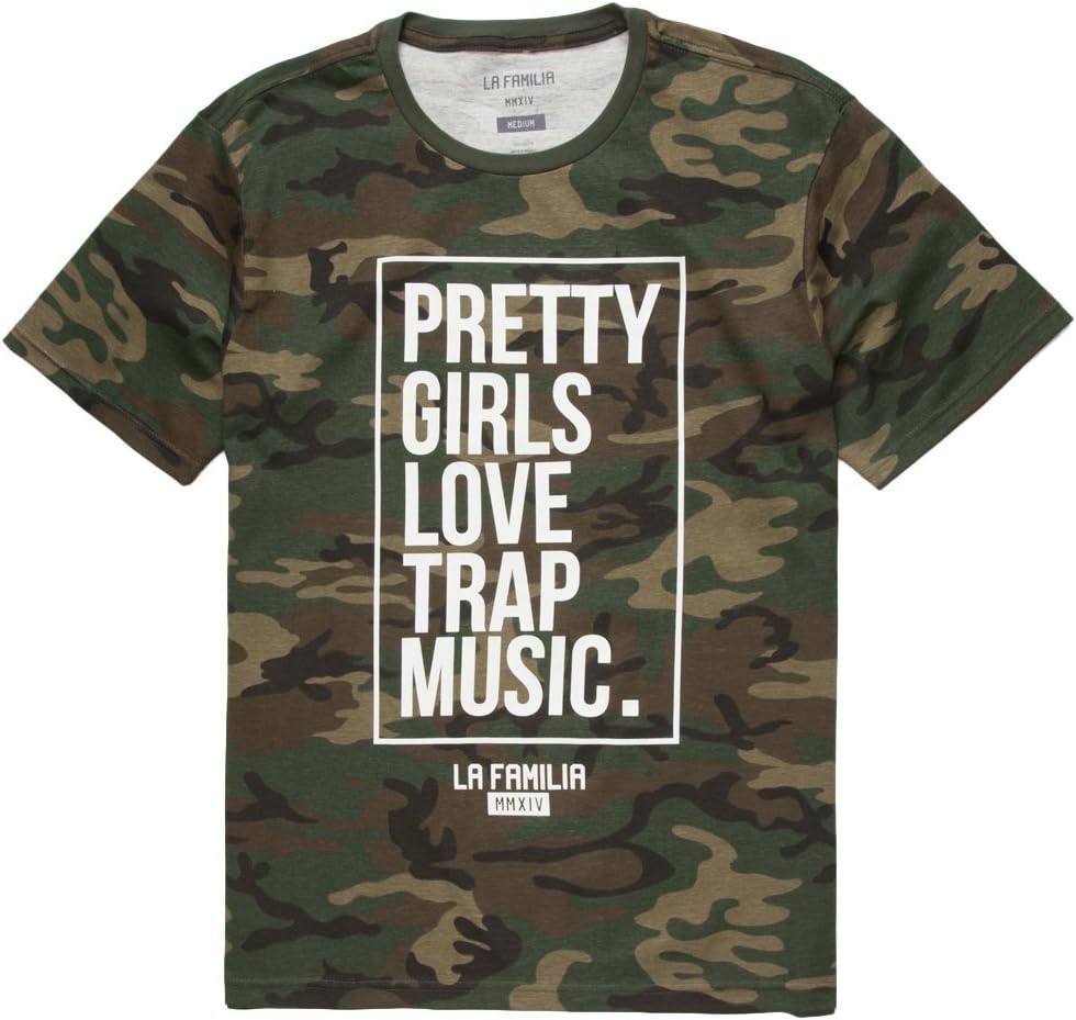 LA FAMILIA Trap Music Mens T-Shirt, Camo, Medium