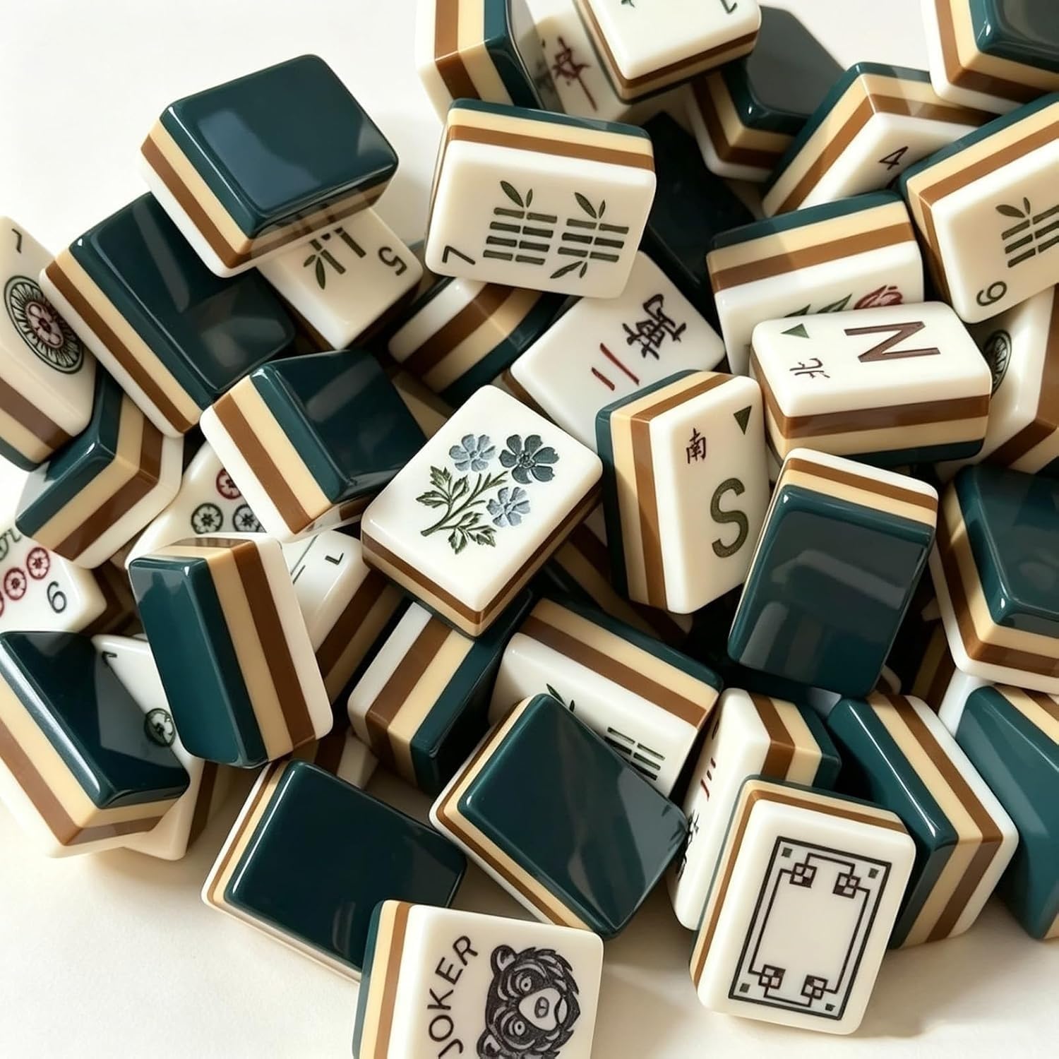 Jeu de tuiles de Mahjong américain, 160 tuiles gravées