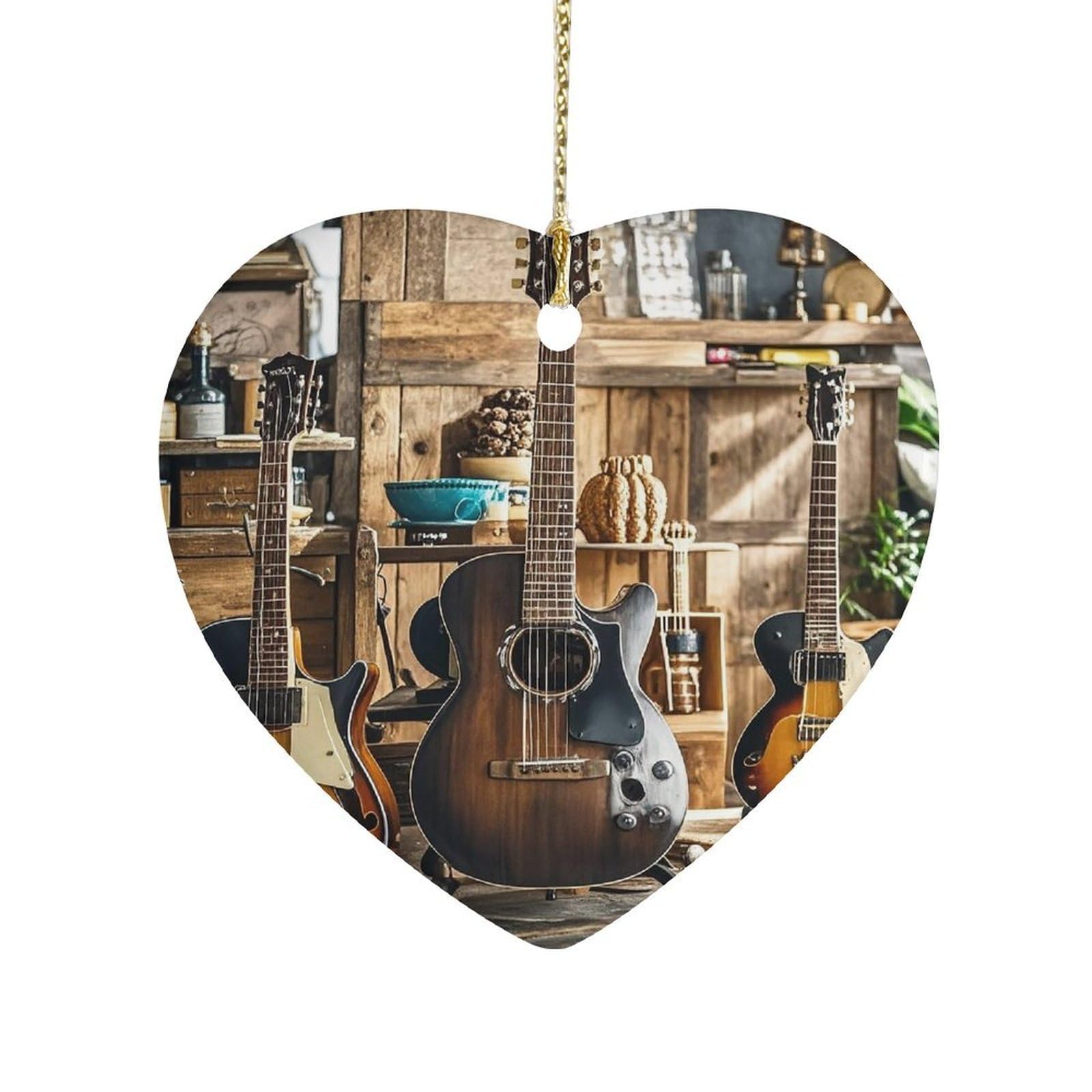 Fekiloot Style Guitar Musical Instrument Ceramic Ornament Home Decor Keepsake