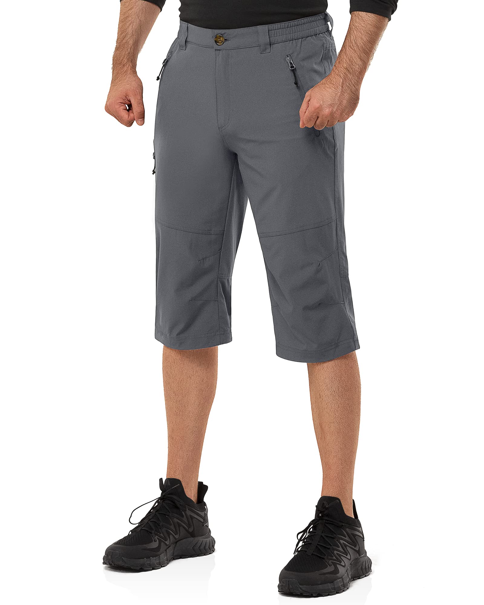 33,000ft Homme Shorts de Randonnée 3/4 Capri Pantalon Cargo Décontracté Pantacourt avec Poches Zippées
