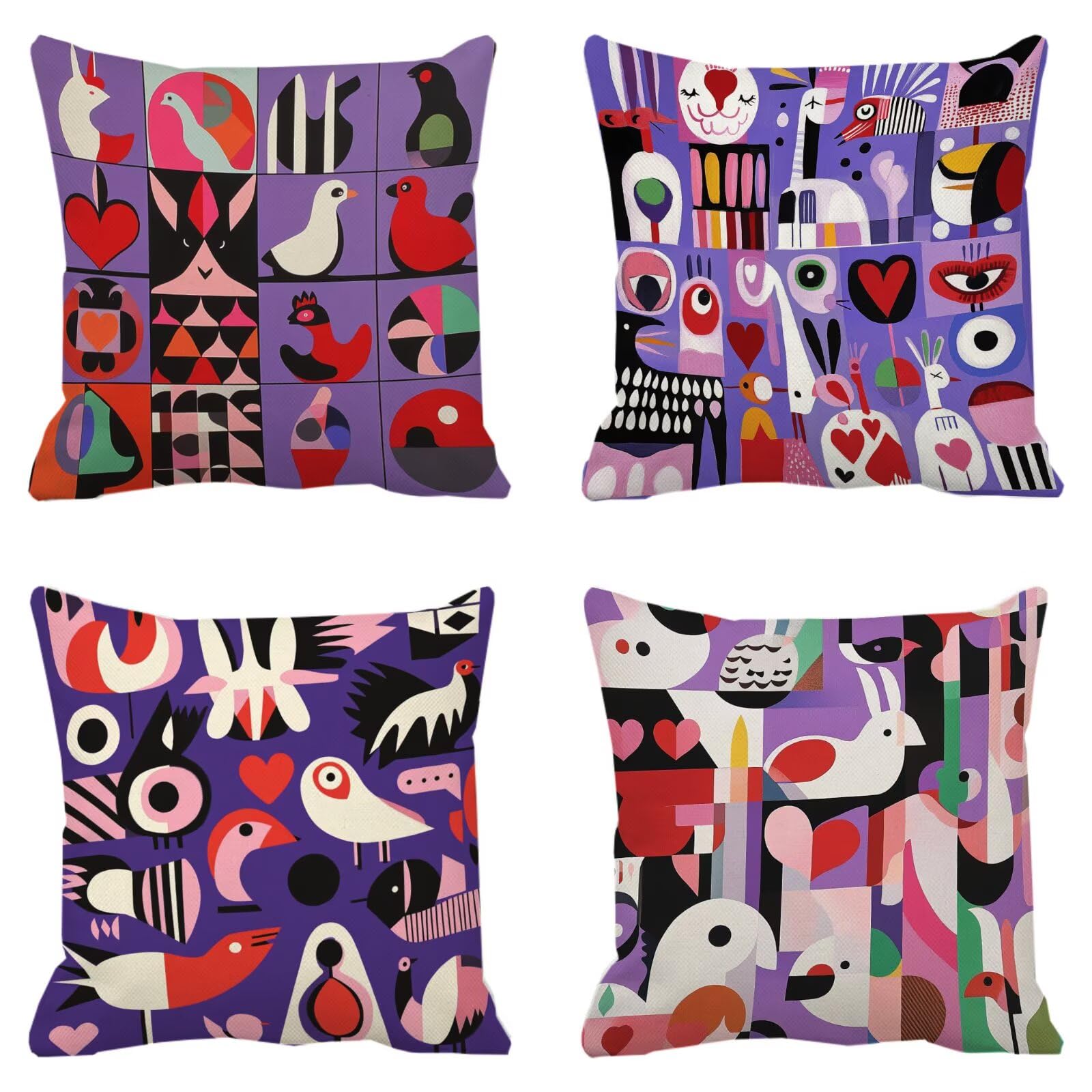 Taie oreiller coussin canape 50x50cm décoration maison géométrie lot de 4 housses de coussin jardin
