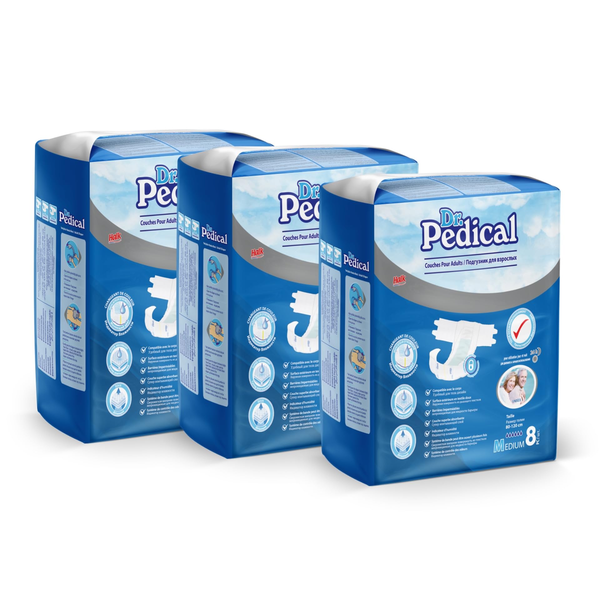 Dr. Pedical Premium Adult Diaper Tape Style Medium (M) Size For Women And Men - Pack of 3 (24 units)| Leakproof Comfort with 24 Hours Protection | 100-150 Cm (39''-59'')-image-16