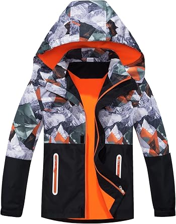 NATUST Boys Waterproof Jacket Fleece Lined Raincoat