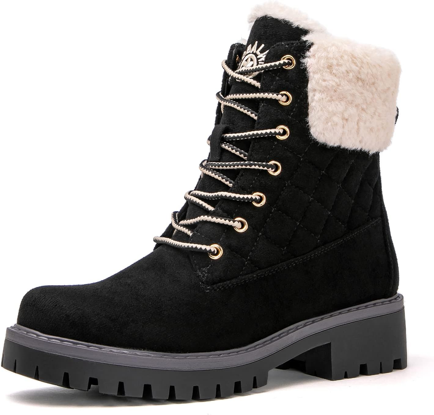 GLOBALWIN Women’s Fall Winter Quilted Ankle Boots – Warm Fleece Lined Winter Booties Combat Boots For Snow and Rain Non-Slip Fashion Ankle Booties - Image 2