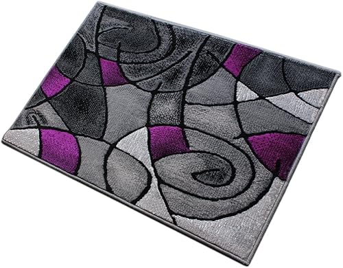 Miniatura 3 de Masada Rugs, Alfombra moderna y contemporánea, color morado, gris y negro (2 pies x 3 pies)