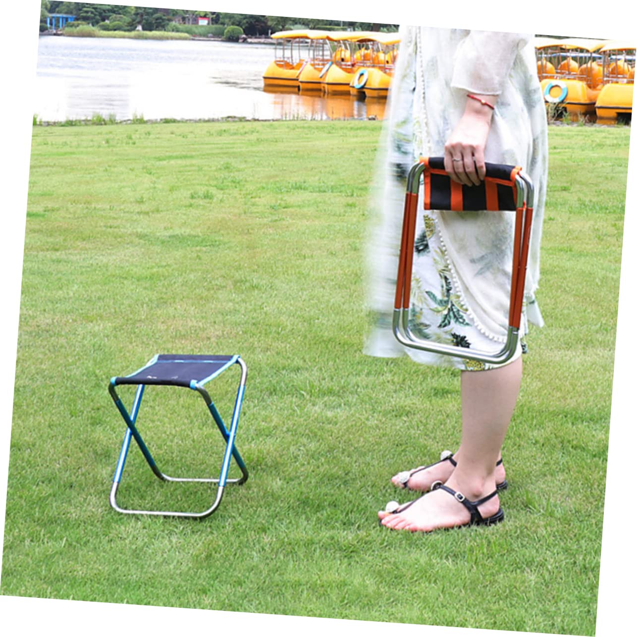 Hemoton Comfortable Folding Chair Lightweight Portable Stool for Camping Fishing Beach and Picnic Easy to Carry and Store Durable Design for Outdoor Activities