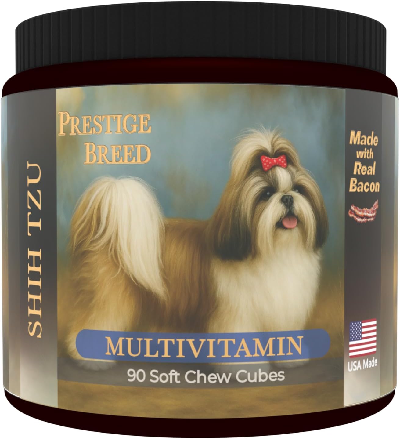 Multivitamins, Balanced Nutrition for Your Shih Tzu, 90 Count, Made in the USA with Real Bacon