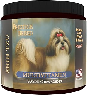 Multivitamins, Balanced Nutrition for Your Shih Tzu, 90 Count, Made in The USA with Real Bacon