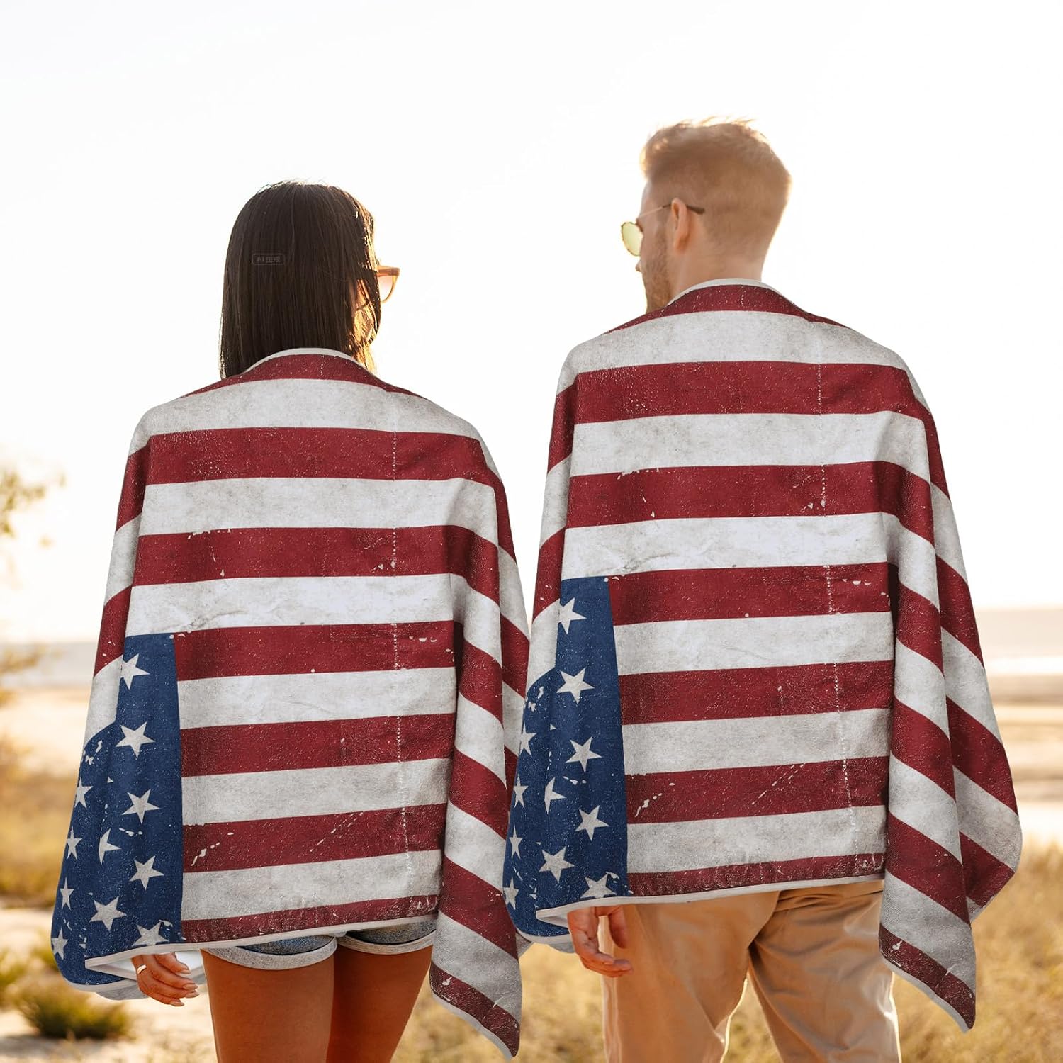 2PCS Car Seat Cover Towel Non Slip Front Seat Car Seat Towel Performance Microfiber Athletic Running Towel Washable Seat Cover for Gym Workout Sweat Outdoor Sport Beach Hiking Yoga (American Flag)