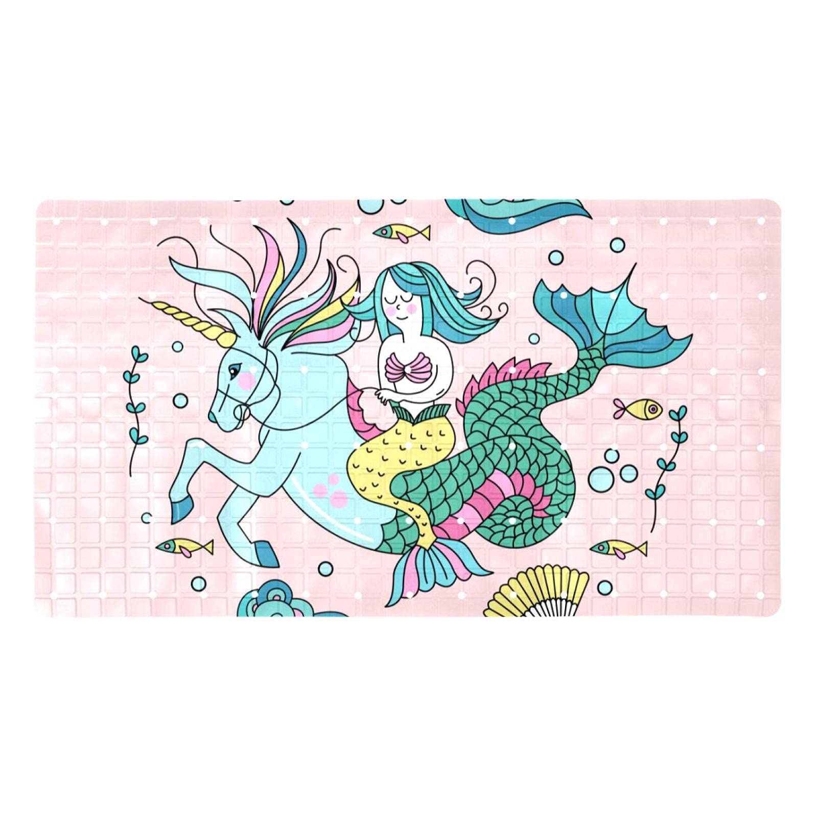 Rutschfeste Badematten für Badezimmer, Motiv: Einhorn und Meerjungfrau, rechteckig, maschinenwaschbar, 40 x 70 cm