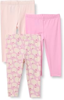 Amazon Essentials Unisex Toddlers and Babies' High Rise Cotton Stretch Leggings, Pack of 3